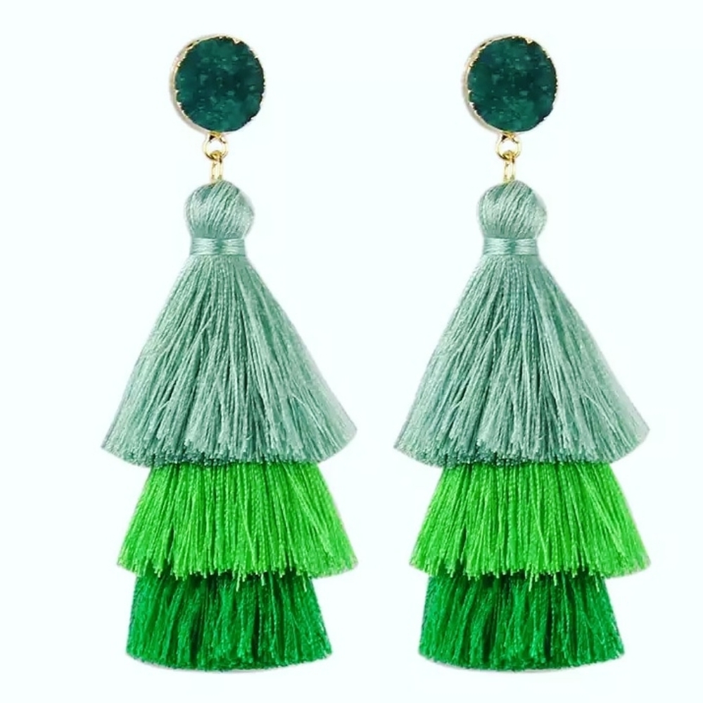 Tassel fashion earrings multicolored layer…